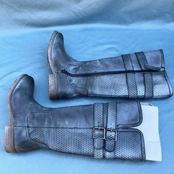 ROAN by Bed Stu women tall boot NWOT sz 6 /EU 36 gray distressed motorcycle moto - Picture 9 of 9
